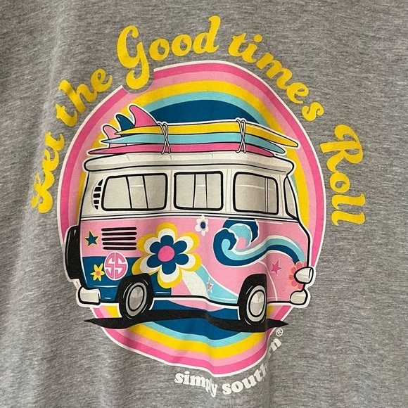 SIMPLY SOUTHERN “Let the Good Times Roll” Gray T-shirt Size Large - Picture 2 of 4